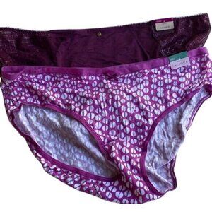 New Cacique Womens Hipster Panties 22/24 Set Of 2 Lace Polka Dot Purple Pink